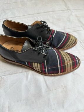 Parallel brand shoes Women’s navy plaid fabric size 7.5
